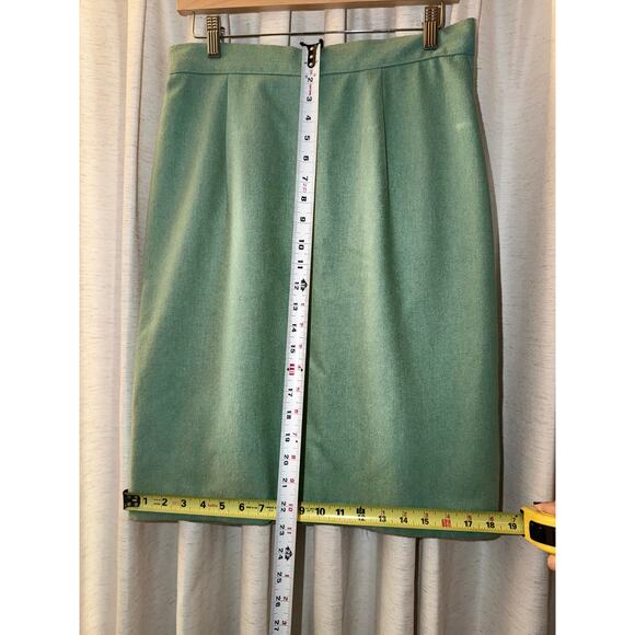 Vintage Wool Pencil Skirt Mint Green Robin’s Egg Blue Knee Length Lined Size M - Picture 6 of 9